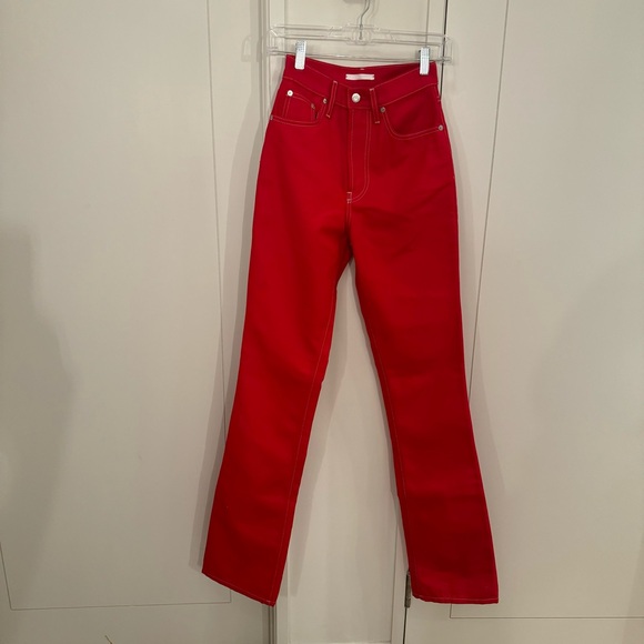 Helmut Lang Red Flare Jeans - Picture 5 of 6